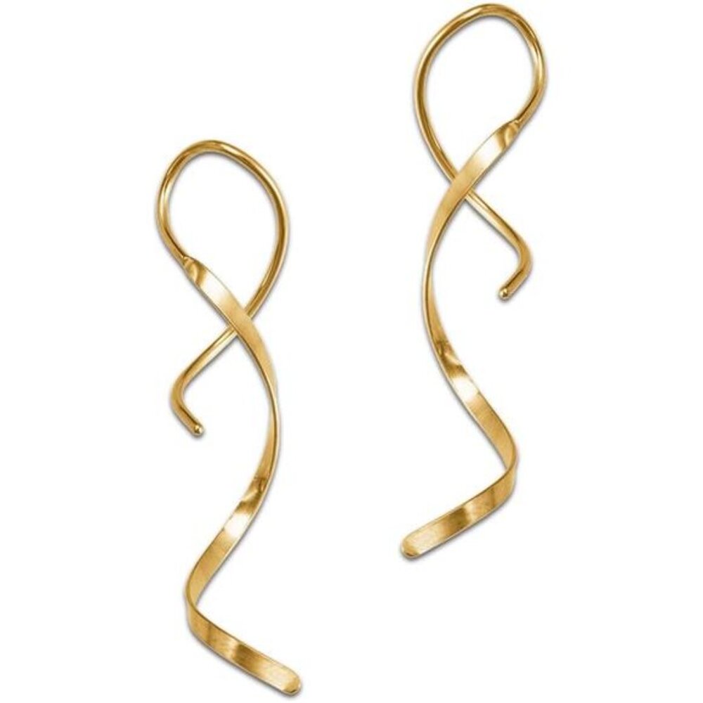 Spiral Earrings Women Handmade Stainless Steel Dangle Drop Twisted Linear Curved
